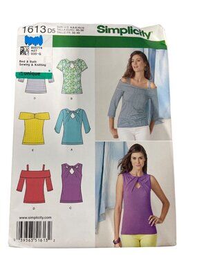 Y2K Simplicity 1613 Sewing Pattern Sizes 4-12 Misses Knit Tops Retro UNCUT